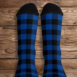 Tiefblau und schwarzes Buffalo-Karo Socken