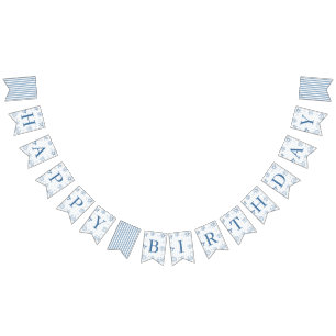 Tiefblaue Aquarell-Ozean-Geburtstagsbanner Wimpelkette