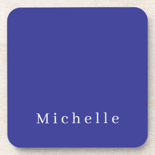 Tiefblaue Farbe Schlichte Moderne Eigener Name Min Getränkeuntersetzer
