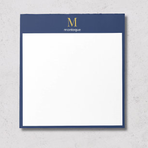 Tiefblaue Gold-Monogramm-Personalisierung Luxus Notizblock