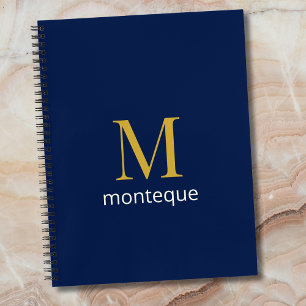 Tiefblaue Gold-Monogramm-Personalisierung Luxus  Notizbuch