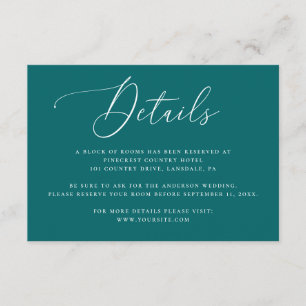 Tiefblaue Hochzeitshotel-Details Juwelton Begleitkarte