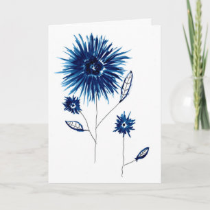 Tiefblaue Indigo-Aquarell Kornblumen-Grußkarte Karte