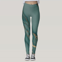 Tiefblaue Marmor + Goldadern Luxus Fit Handgenäht Leggings