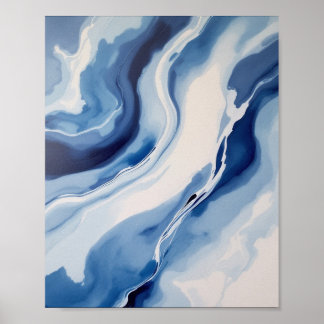 Tiefblaue Marmorierung Poster