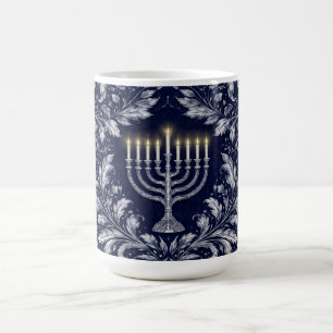 Tiefblaue Menora im William-Morris-Muster Kaffeetasse