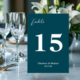 Tiefblaue Minimalistische Hochzeit Tischnummer