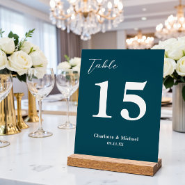 Tiefblaue minimalistische Hochzeitstisch-Nummer Acrylschild