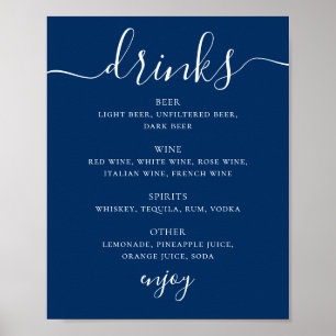 Tiefblaue Navy-Hochzeitsgetränke Nautische Bar-K Poster