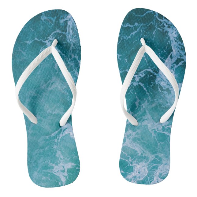 Tiefblaue Ozeanwellen Flip Flops (Fußbett)