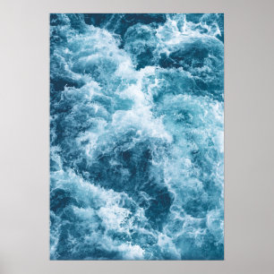 Tiefblaue Ozeanwellen Fotografie Poster