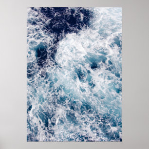 Tiefblaue Ozeanwellen Fotografie Poster