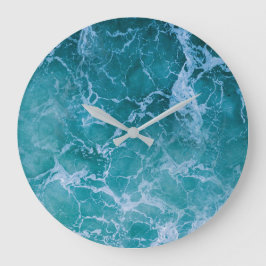 Tiefblaue Ozeanwellen Große Wanduhr