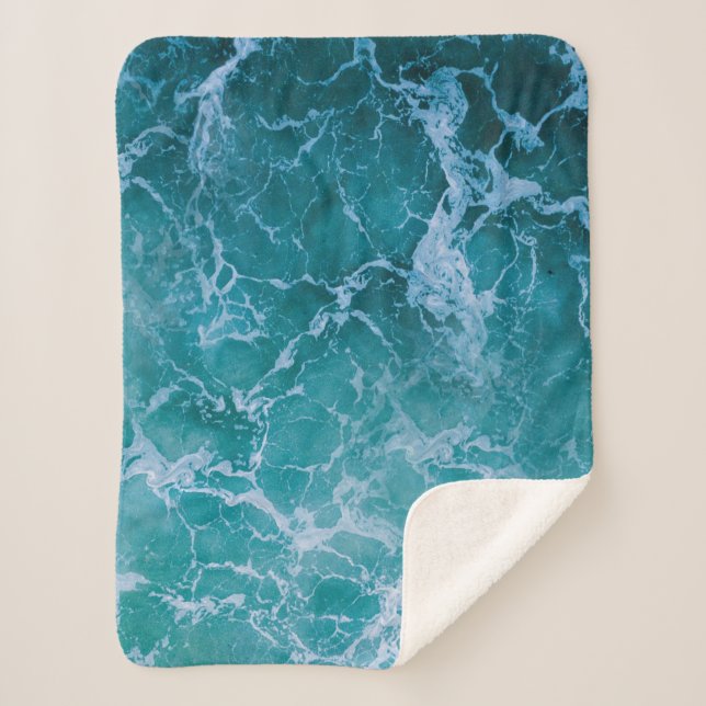 Tiefblaue Ozeanwellen Sherpadecke (Vorderseite)