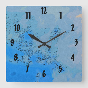 Tiefblaue Pastellhimmels Quadratische Wanduhr