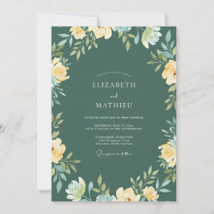 Tiefblaue Ranunculus-Eukalyptus-Hochzeit Einladung
