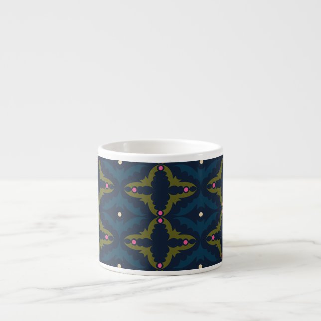 Tiefblaue Retro-Vintage-Muster  Espressotasse (Vorderseite)
