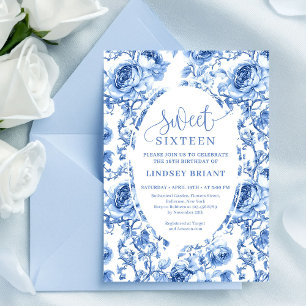 Tiefblaue Rosen Digitale Einladung Sweet Sixteen
