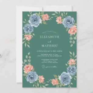Tiefblaue Seerosen-Hochzeit Einladung