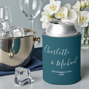 Tiefblaue Skript-Minimalist-Hochzeit Dosenkühler