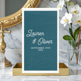 Tiefblaue Skript-Minimalist-Hochzeit Serviette
