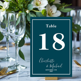 Tiefblaue Skript-Minimalist-Hochzeit Tischnummer