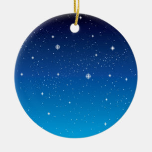 Tiefblaue sternklare Nacht Keramikornament