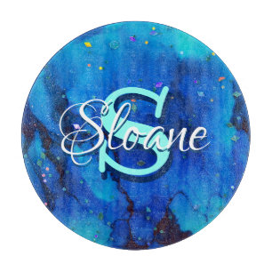 Tiefblaue Unterwasser-Alkoholtink Schneidebrett