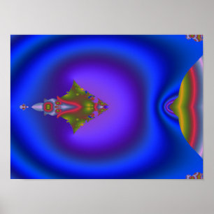 Tiefblaues Fraktal Poster