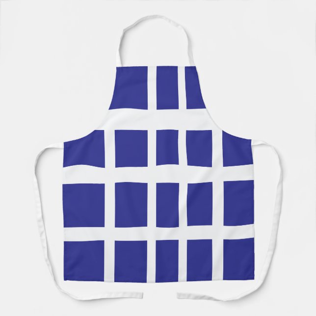 Tiefblaues Rechteck Geo Chef Schürze (Vorderseite)