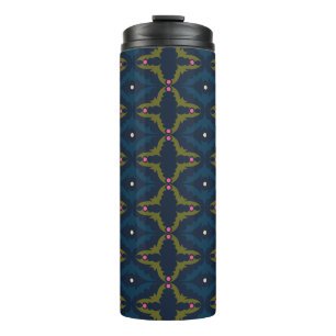 Tiefblaues Retro-Vintage-Muster Thermosbecher