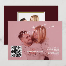 Tiefburgunder-Kalligrafie-QR-Code-Foto-Hochzeit