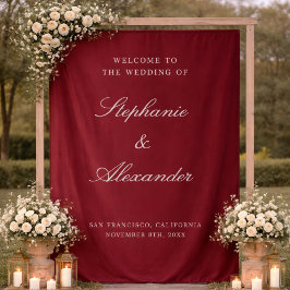 Tiefburgunderfarbenes individuelles Stoff-Hochzeit Wandteppich