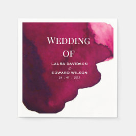 Tiefburgundisch, rot, Aquarell, abstrakter Tintenw Serviette