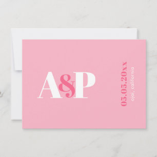Tiefdruck Vibrant Pink Magenta Monogram Hochzeit Save The Date