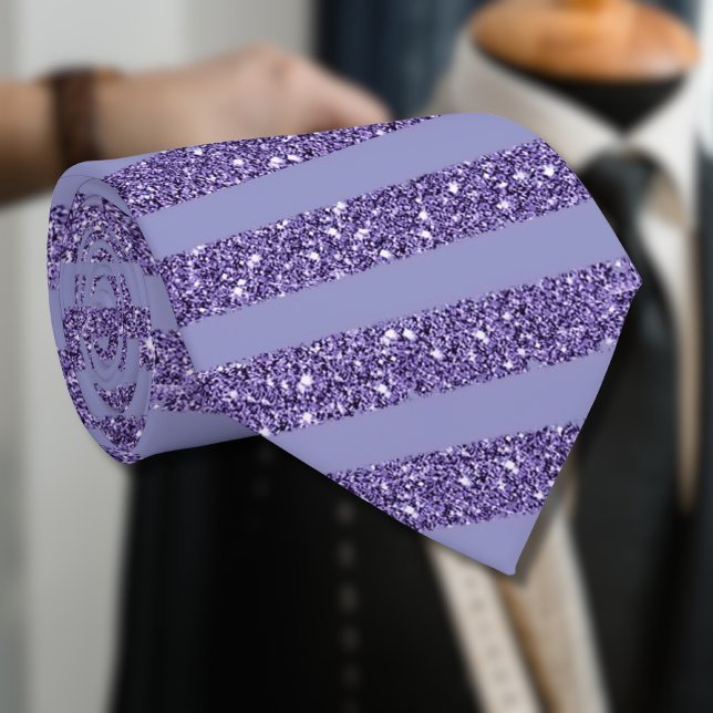 Tiefe Amethyst Glitter Style horizontale Streifen Krawatte (Von Creator hochgeladen)