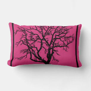 Tiefe Fuschia-Kissen mit schwarzer Baum-Silhouette Lendenkissen