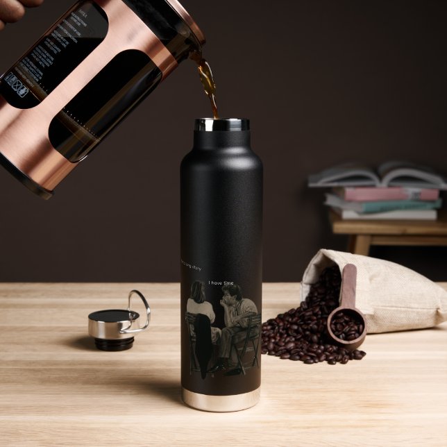 Tiefe Gespräche Schwarzer Kaffee (Minimalistische  Trinkflasche (Kaffee (gedreht))