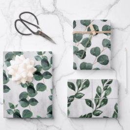 Tiefe grüne Eukalyptus Vine Gray Ombre Hintergrund Geschenkpapier Set