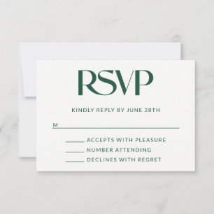 Tiefe Kiefer Dekorative Serif Hochzeit RSVP Karte