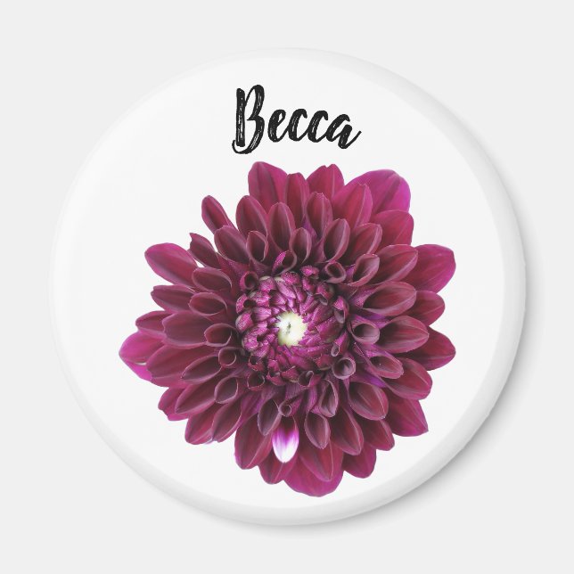 Tiefe Lila Dahlia-Blume Personalisiert Magnet (Vorne)