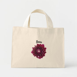 Tiefe Lila Dahlia-Blume Personalisiert Mini Stoffbeutel