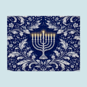 Tiefe Navy-Menora im William-Morris-Muster Postkarte