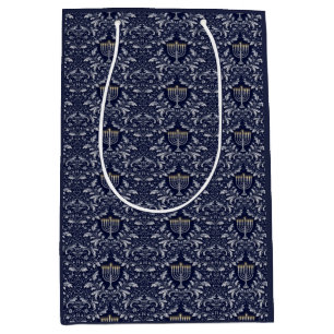 Tiefe Navy Menora William Morris Muster Mittlere Geschenktüte