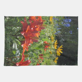 Tiefe orange Küche t Frühsommerblauen Delphinium Geschirrtuch