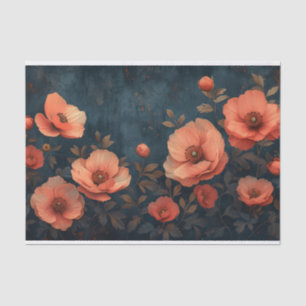Tiefe Peach-Blume auf einem dunklen Hintergrund Seidenpapier