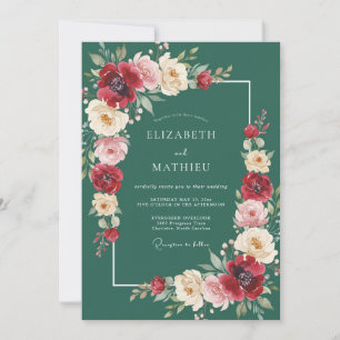 Tiefe Pflaumen-Malerische Flourish-Hochzeit Einladung