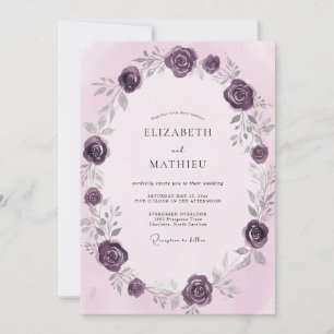 Tiefe Pflaumenrose Hochzeit Einladung