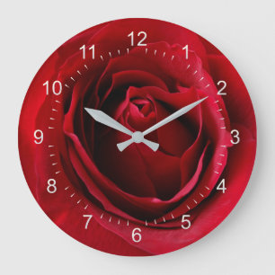 tiefe rote Rose Große Wanduhr
