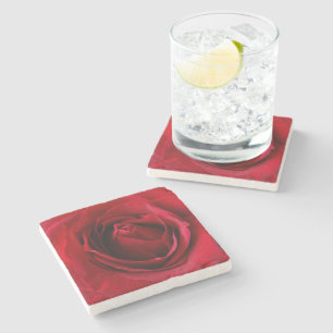 tiefe rote Rose Steinuntersetzer